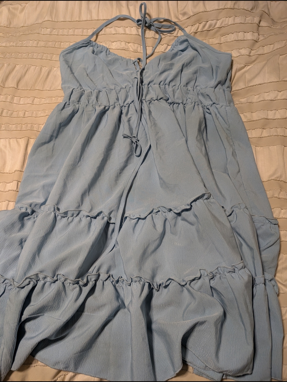 SHEIN Light Blue Tiered Halter Summer Dress